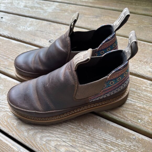 Georgia Boot Brown Leather and Blue Print Romeo Shoe GB00460 in Women's 10M - Picture 5 of 11